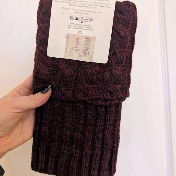 Elle Chunky Cable Knit Boot Toppers - Purple - Picture 4 of 4